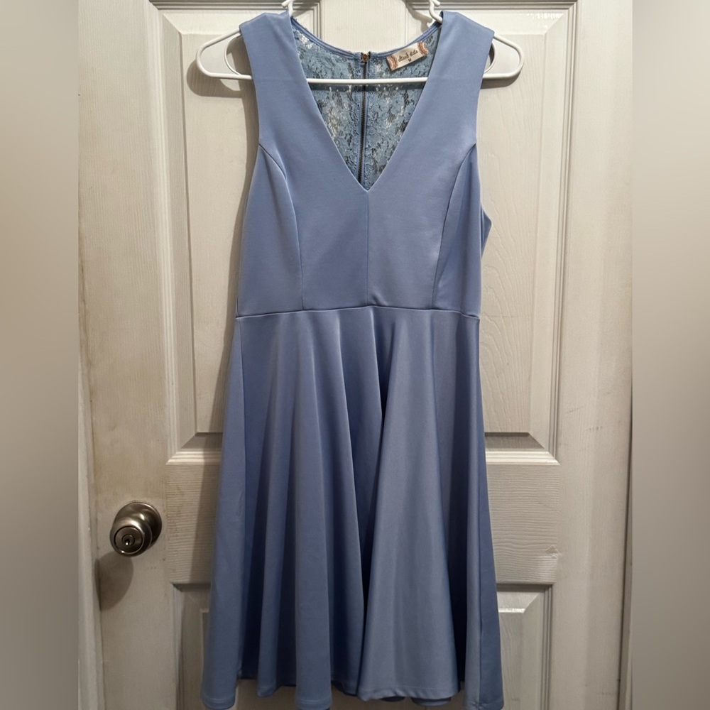 Altar'd State Periwinkle Blue Lace Back Fit & Flare Mini Dress - Size Medium